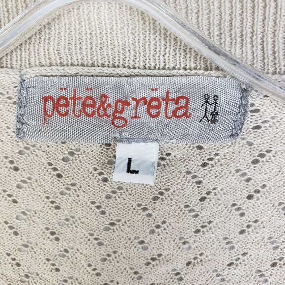Pete & Greta Johnny Was Cardigan Open Front Lightweight Knit Cotton size L Ivory - Picture 3 of 10